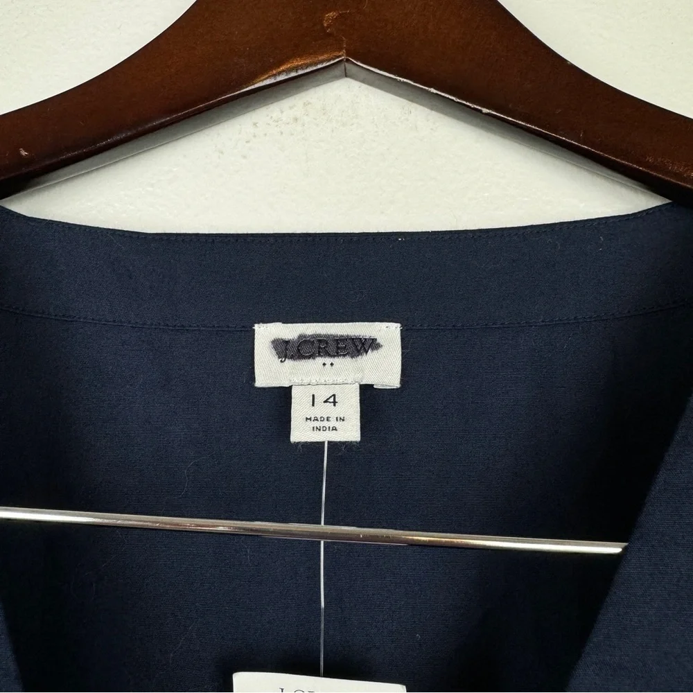 J. Crew Faux Wrap Sleeveless Mini Dress Navy Size 14 NWT - Picture 8 of 9